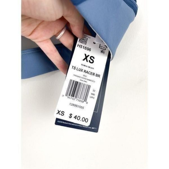 NWT Reebok Lux Racer Padded Colorblocked Bra in Blue‎ Slate Size XS - Picture 2 of 9